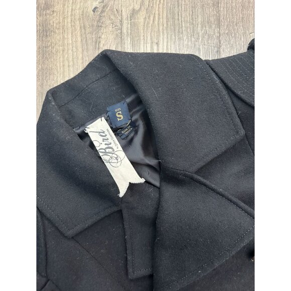 Bird by Juicy Couture Black Wool/Cashmere Puff Shoulder Double Breasted Coat S - Picture 10 of 12